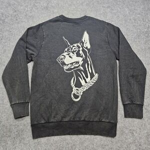 Death Row Records Doberman Dog Black Cotton Blend Men's Sweater Medium